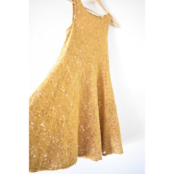 Free People Miles Of Lace Mini Dress in Gold - Picture 8 of 14